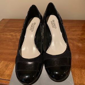 Franco Sarto Black Patent Block Heel Worn Once/Box
